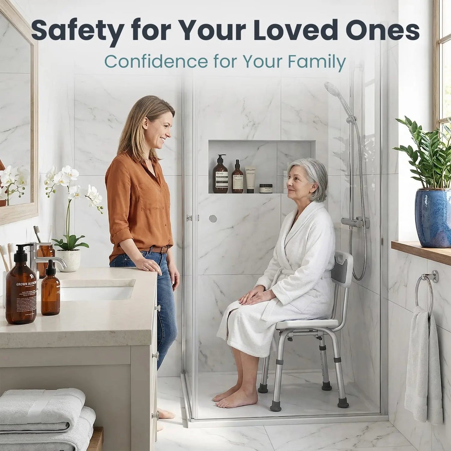 Adjustable Shower Chair with Backrest