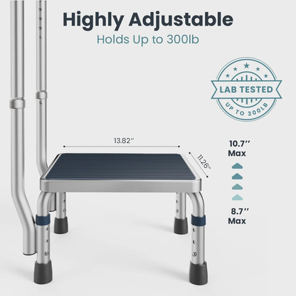 Adjustable Step Stool with Handle - 300 lb Capacity