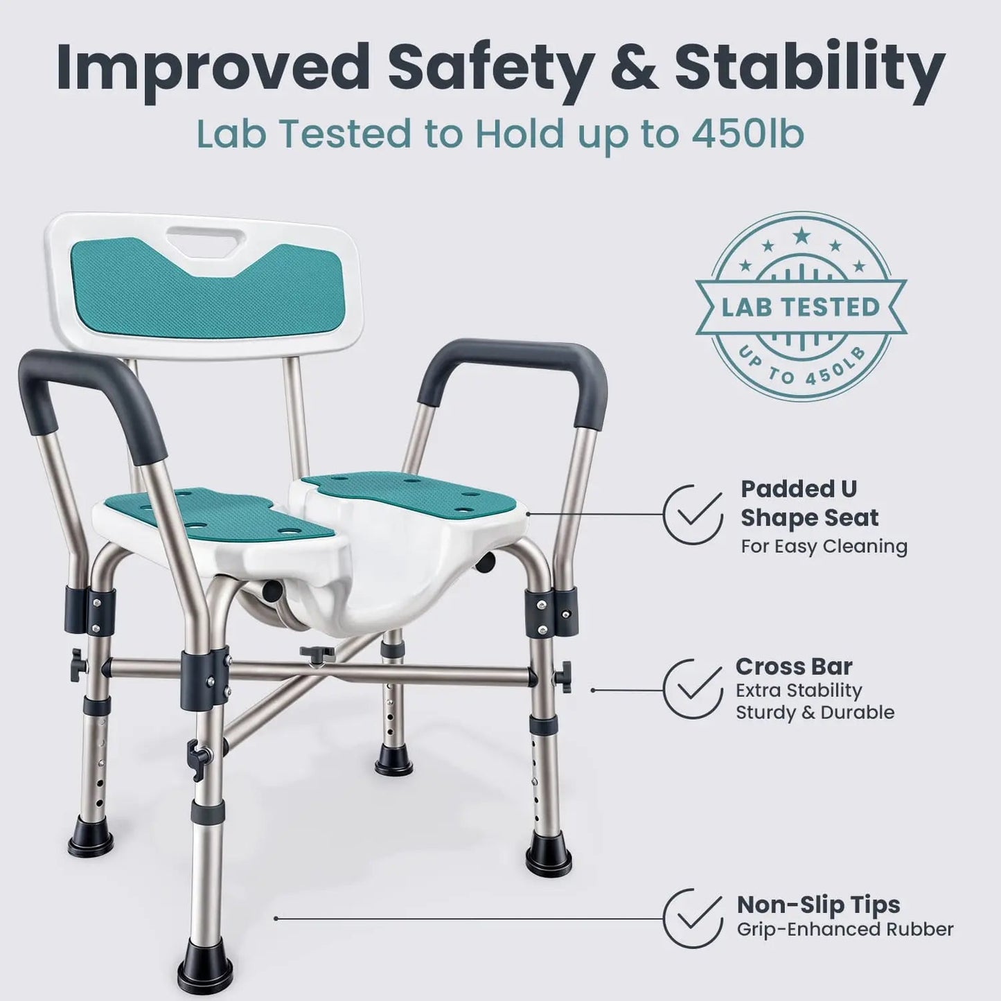U-Shaped Shower Chair (450lb Capacity)