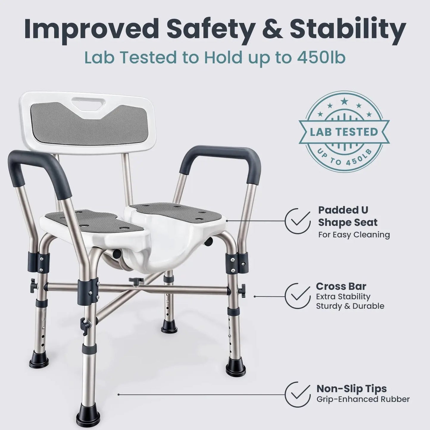 U-Shaped Shower Chair (450lb Capacity)