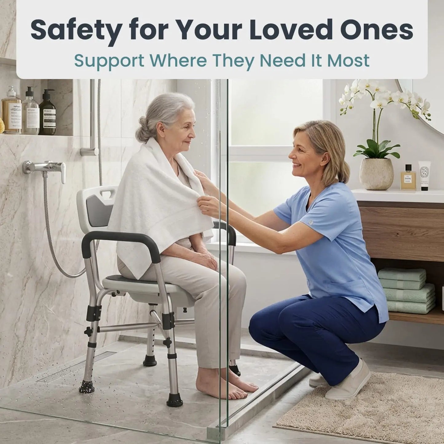 U-Shaped Shower Chair (450lb Capacity)
