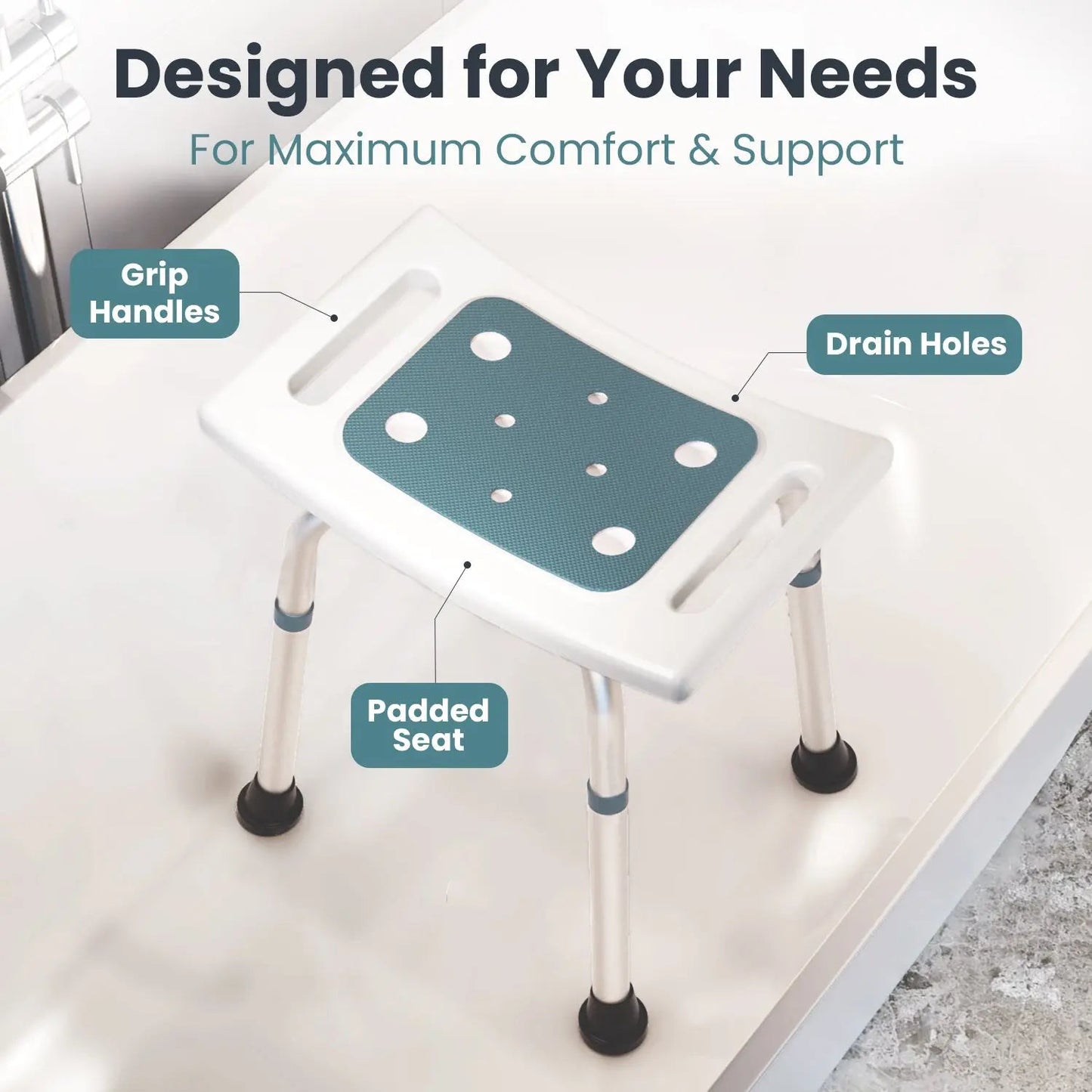 Shower Stool for Adults (300lb Capacity)