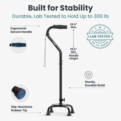 Quad Cane with 4 Prong Base (300lb Capacity)