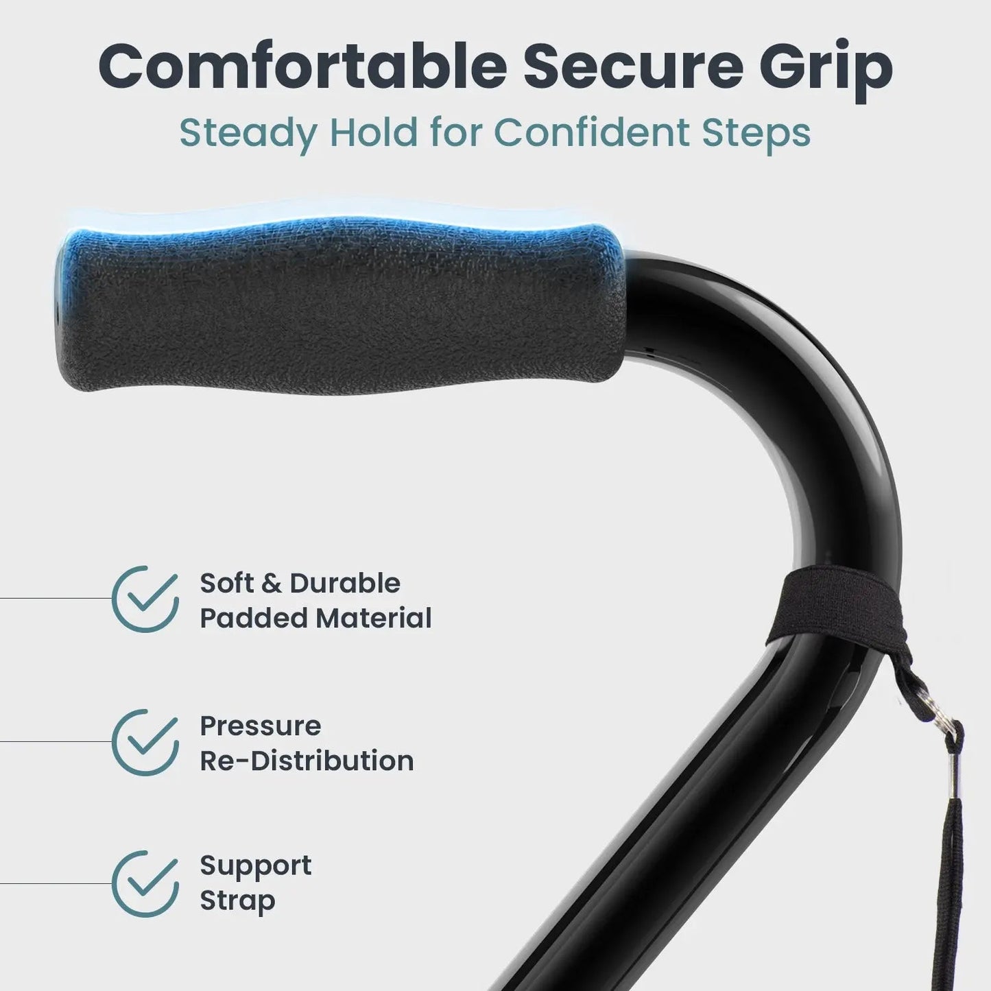 Quad Cane with 4 Prong Base (300lb Capacity)