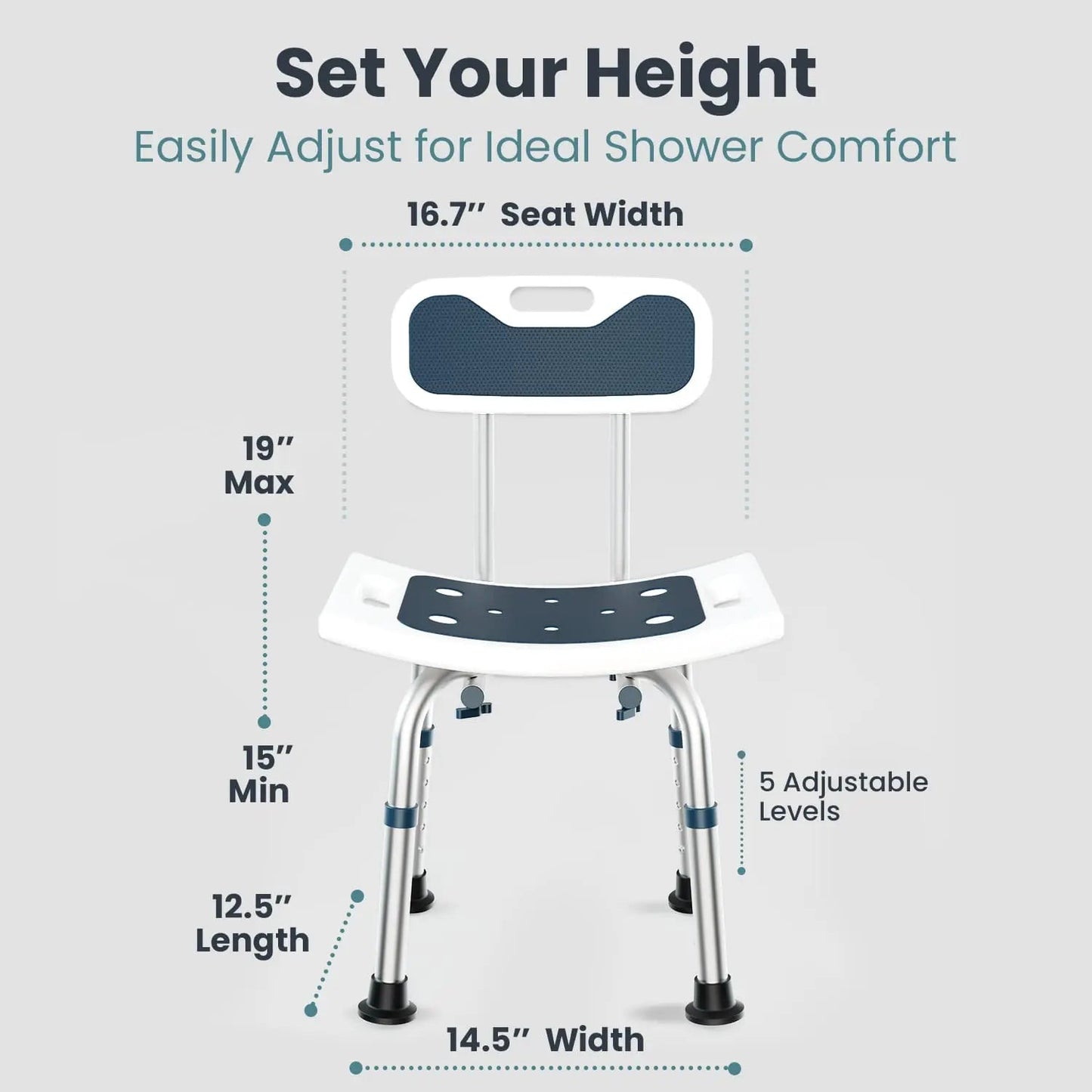 Adjustable Shower Chair with Backrest