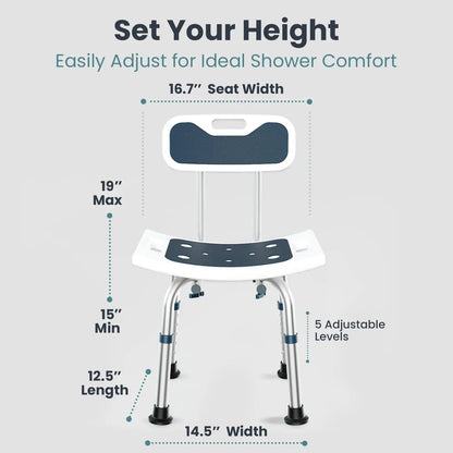 Adjustable Shower Chair with Backrest