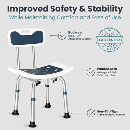 Adjustable Shower Chair with Backrest