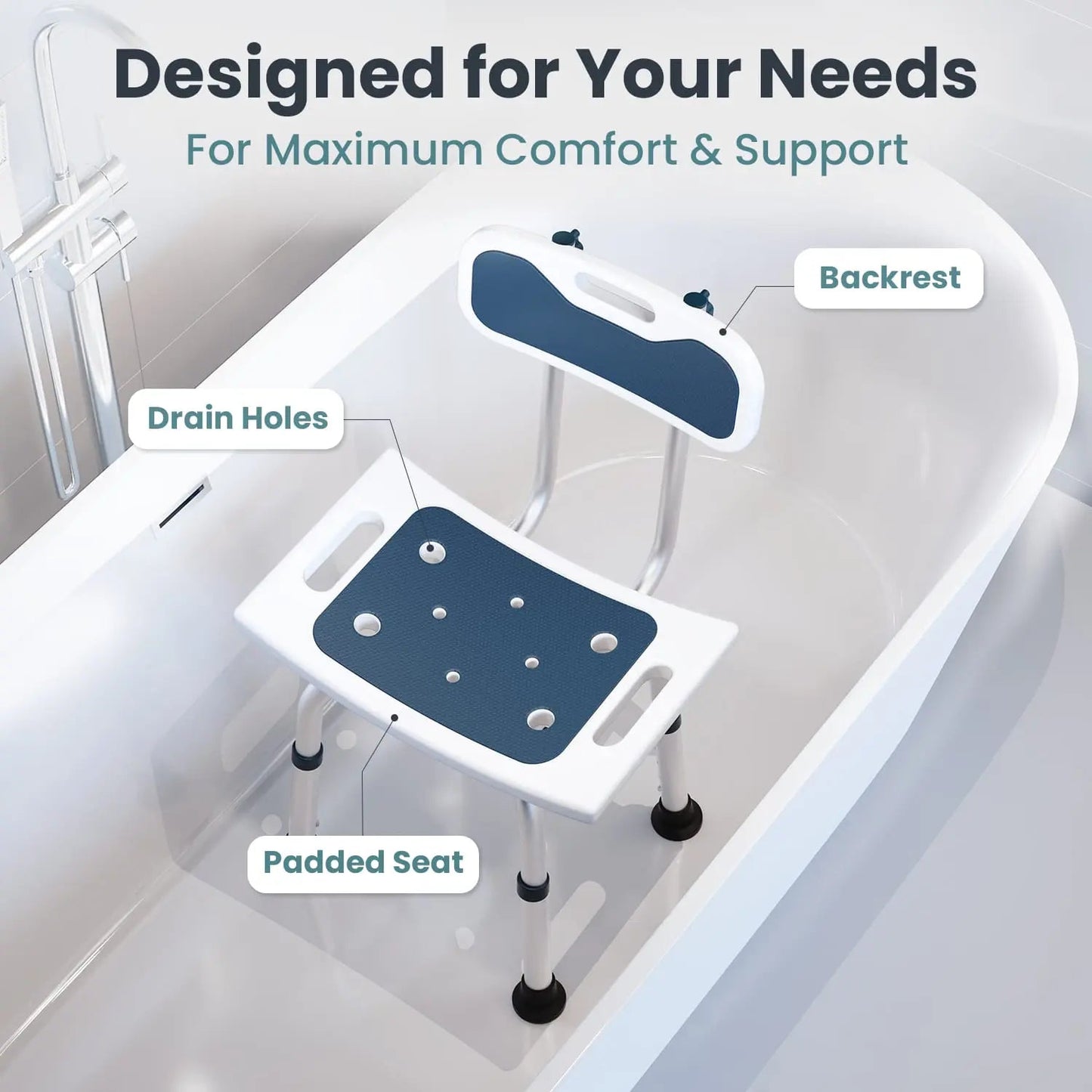 Adjustable Shower Chair with Backrest