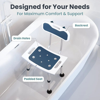 Adjustable Shower Chair with Backrest