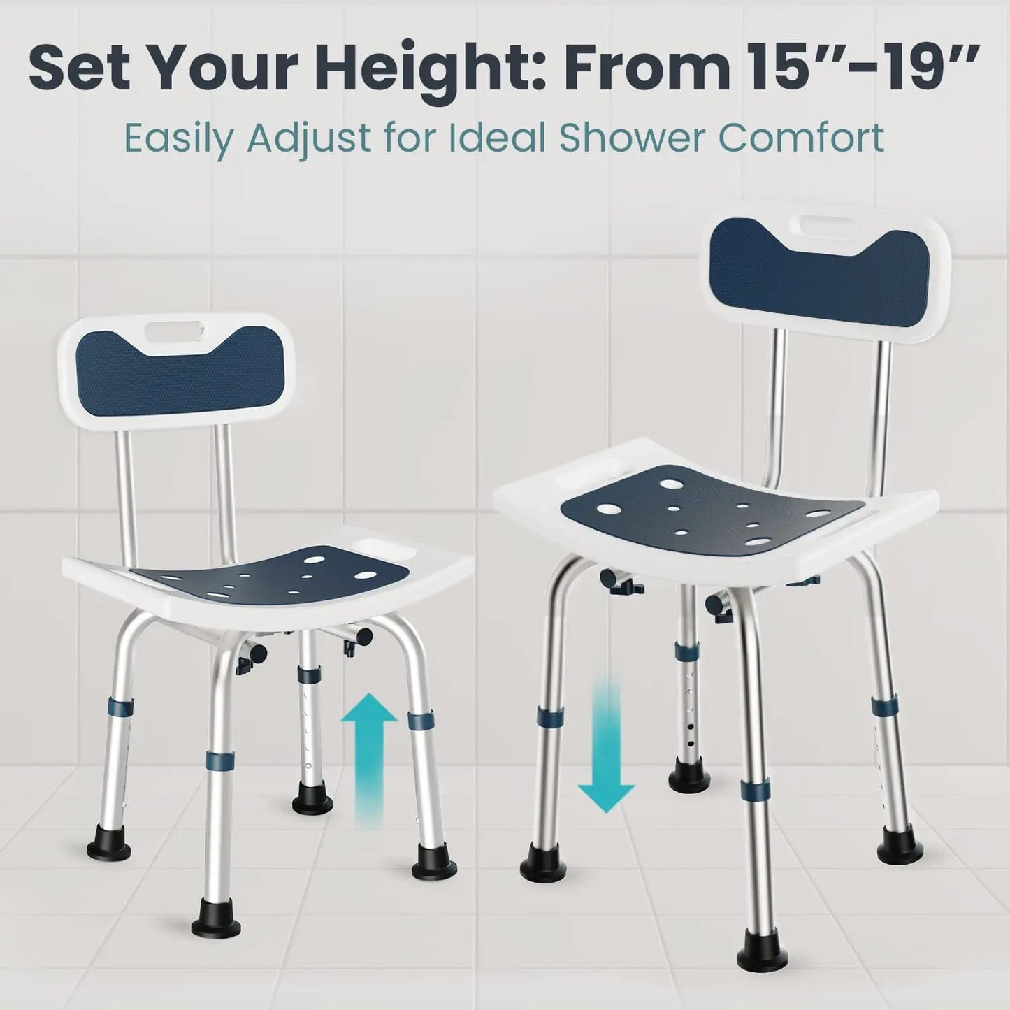 Adjustable Shower Chair with Backrest