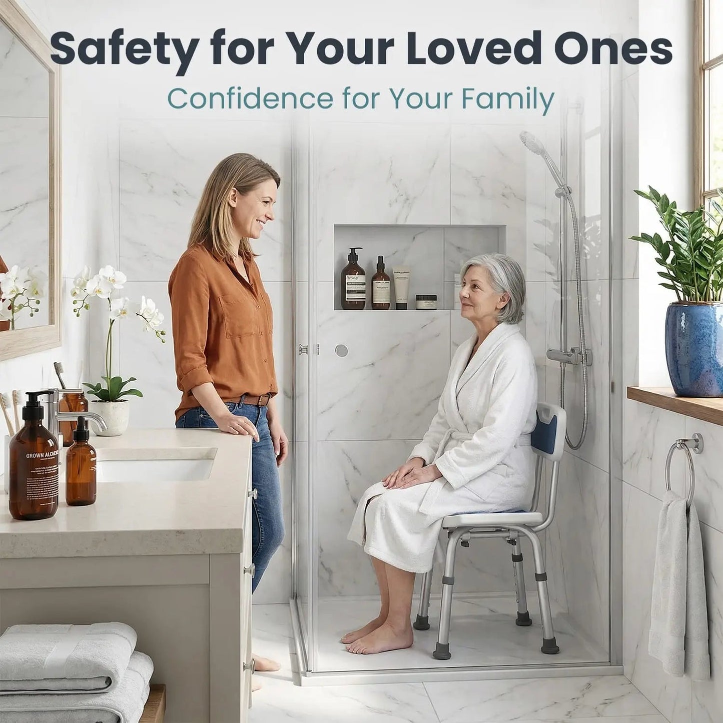 Adjustable Shower Chair with Backrest