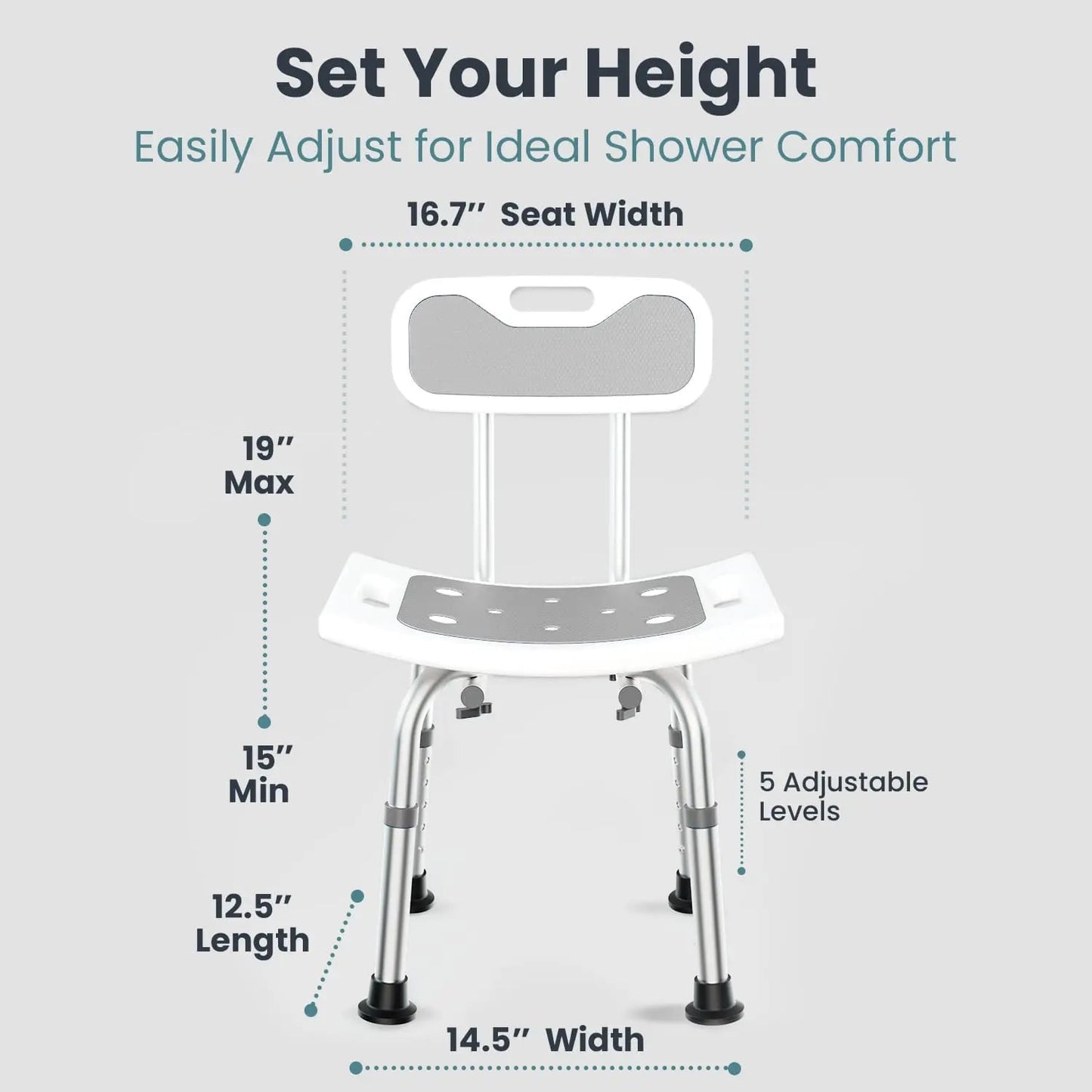 Adjustable Shower Chair with Backrest