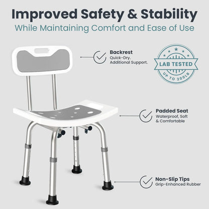 Adjustable Shower Chair with Backrest