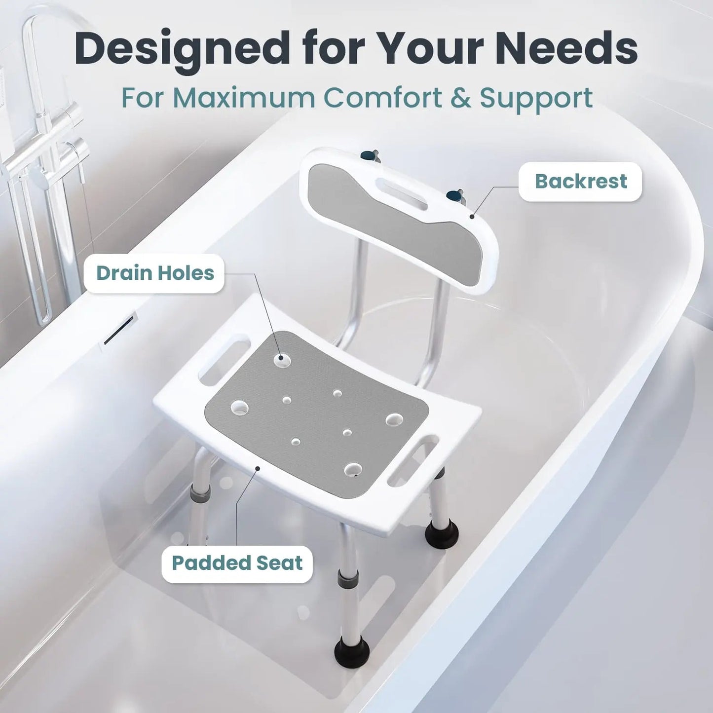 Adjustable Shower Chair with Backrest