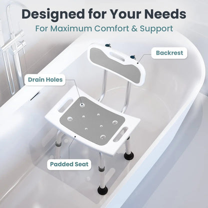 Adjustable Shower Chair with Backrest