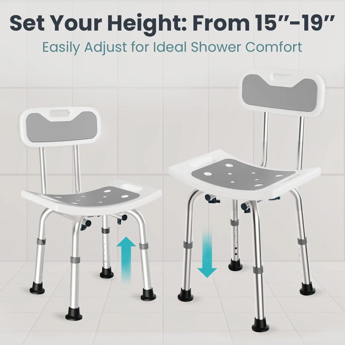 Adjustable Shower Chair with Backrest