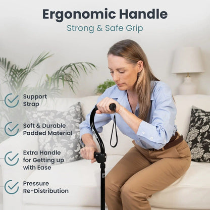 Quad Cane with Extra Handle