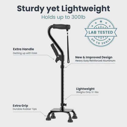 Quad Cane with Extra Handle