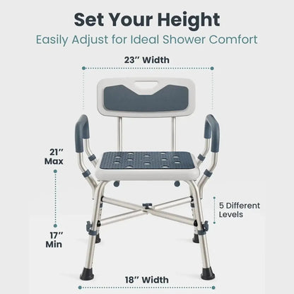 Heavy Duty Shower Chair with Arms (450lb Capacity)