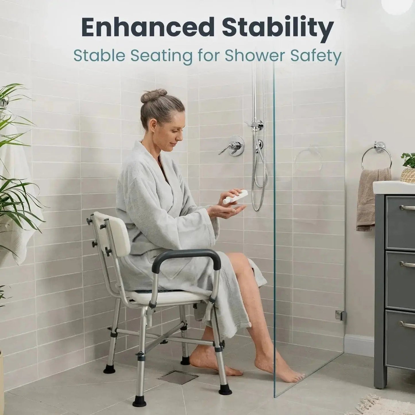 Heavy Duty Shower Chair with Arms (450lb Capacity)