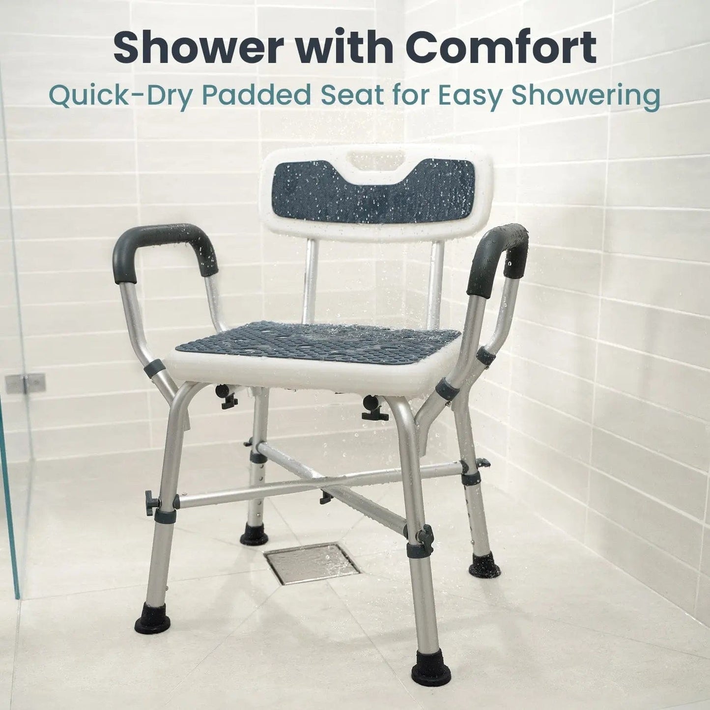 Heavy Duty Shower Chair with Arms (450lb Capacity)