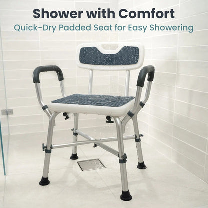 Heavy Duty Shower Chair with Arms (450lb Capacity)