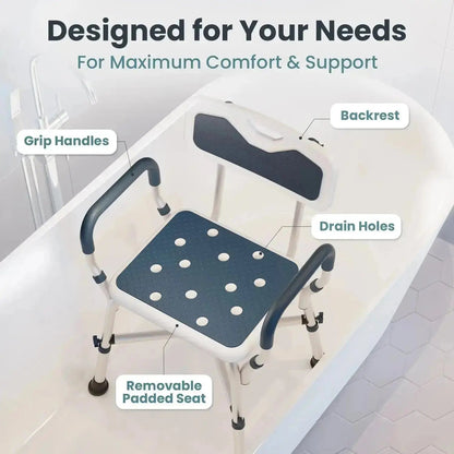 Heavy Duty Shower Chair with Arms (450lb Capacity)
